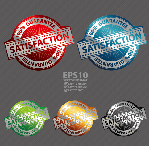 Metal textured commercial sticker labels vector 11