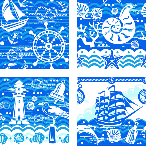 seamless pattern nautical elements 