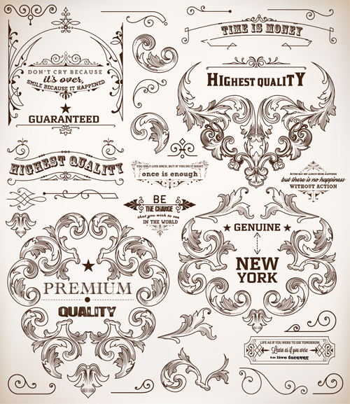 Vintage Style ornamental labels elements 