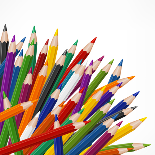 Colored pencils vector background set 05
