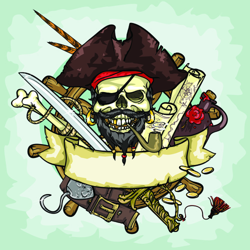 Pirates label background vector material 01
