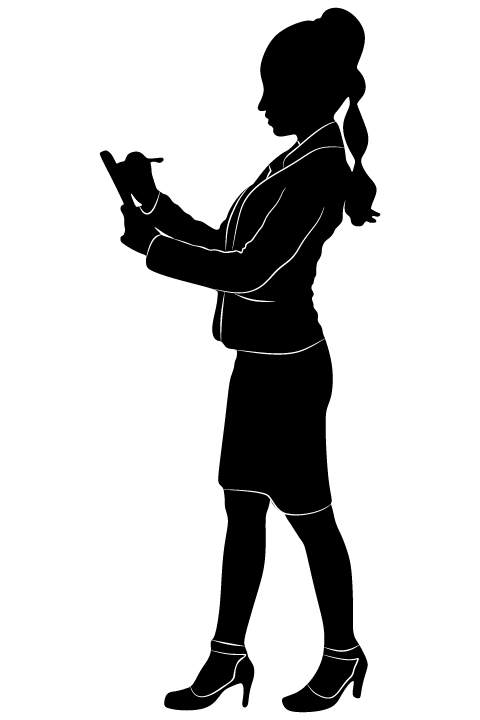 Professional Women vector silhouettes set 07
