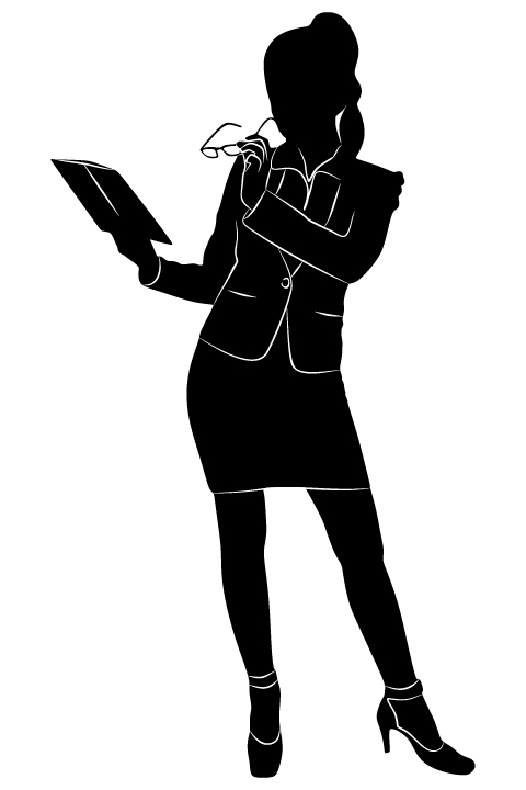 Professional Women vector silhouettes set 17