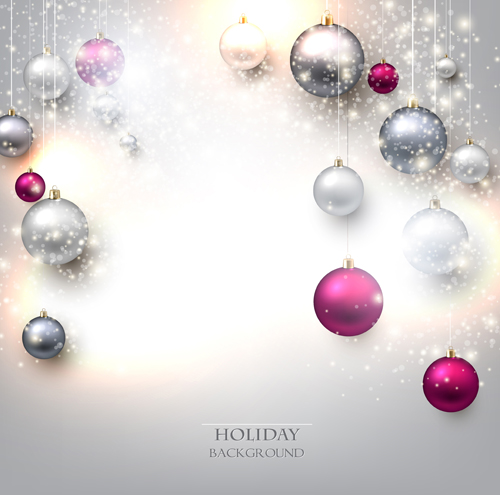 Shiny holiday baubles vector background 03