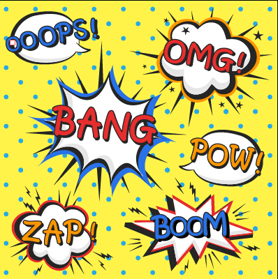 Speech bubbles cartoon explosion styles vector set 01