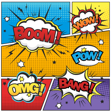 Speech bubbles cartoon explosion styles vector set 03