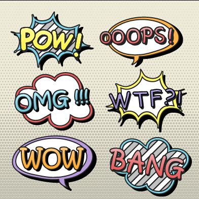 Speech bubbles cartoon explosion styles vector set 04
