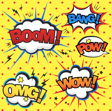 Speech bubbles cartoon explosion styles vector set 05