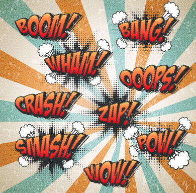 Speech bubbles cartoon explosion styles vector set 11