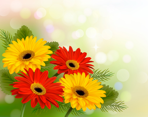 Vector set of spring flowers design graphics 04