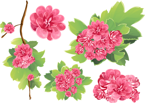 spring pink material flowers 