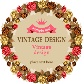 Vintage roses frame illustration vector