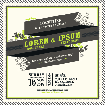 Wedding date invitations vector 03