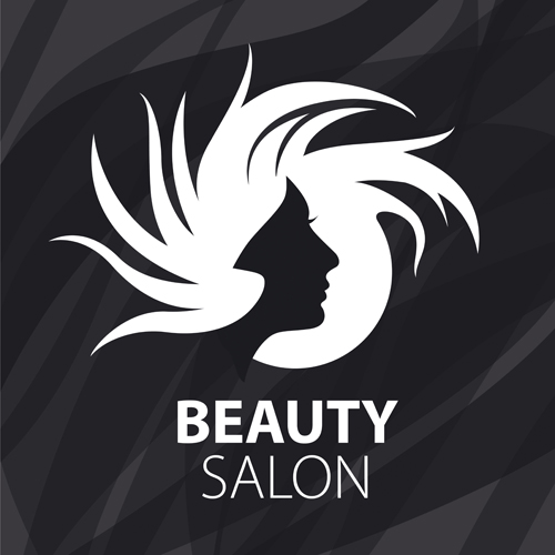 Woman head with beauty salon logos vector 01