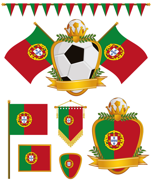 football flag elements vector set 13