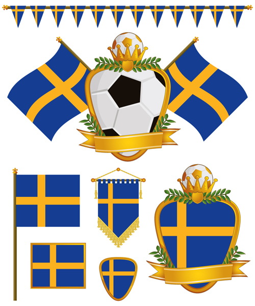 football flag elements vector set 14