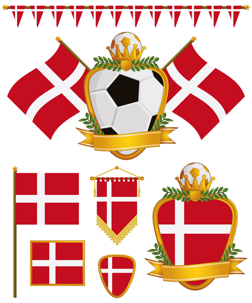 football flag elements vector set 15
