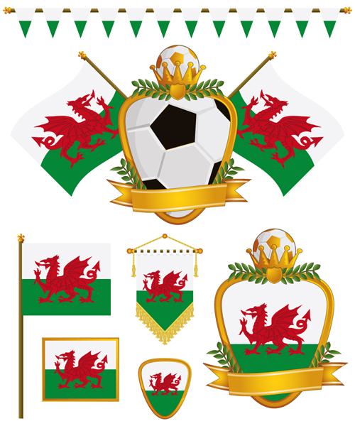 football flag elements vector set 19