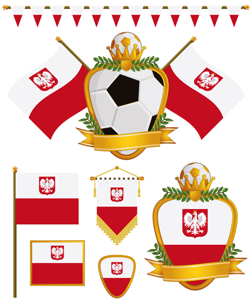 football flag elements vector set 03