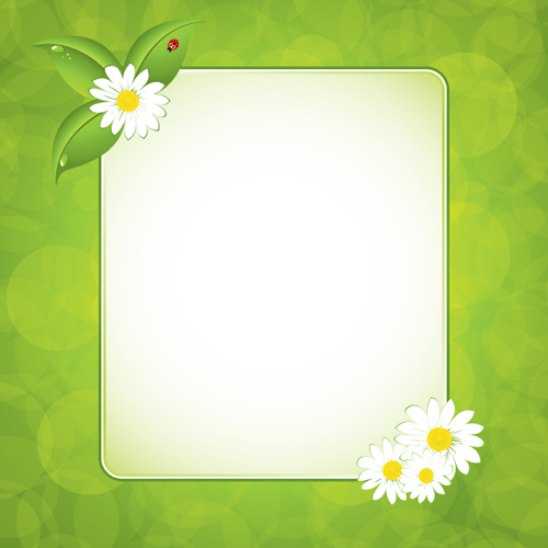 Green floral frame vector set 01