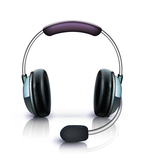 Elements of headphones vector set 03