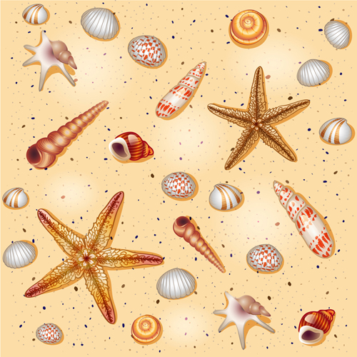 Set of Marine Small animals seamless pattern vector 04