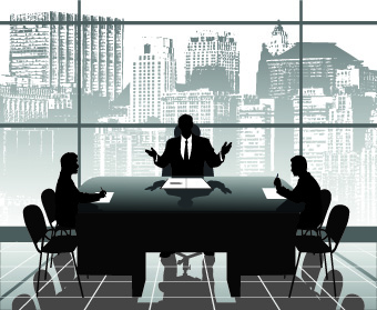 Vector Silhouettes of office work set 01
