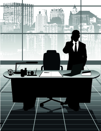 Vector Silhouettes of office work set 02