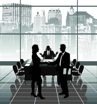 Vector Silhouettes of office work set 03