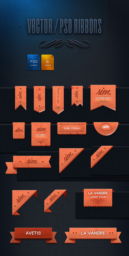 Psd ribbons graphics