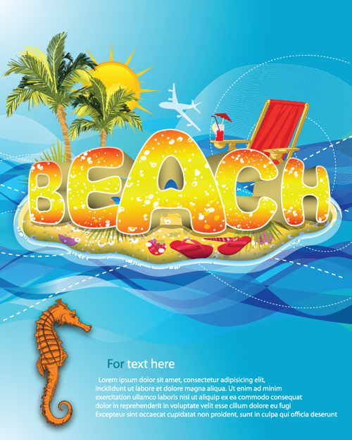 Sunny beach design vector background 02