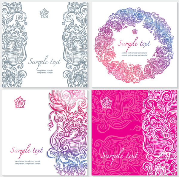 Exquisite Floral cards elements vector 02