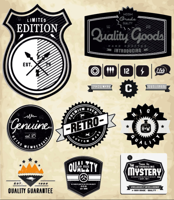 Set of Vintage commerce labels Stickers 03