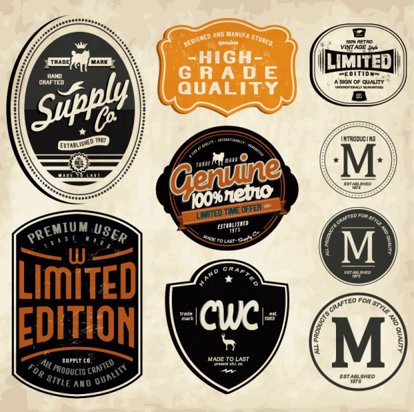 Set of Vintage commerce labels Stickers 04