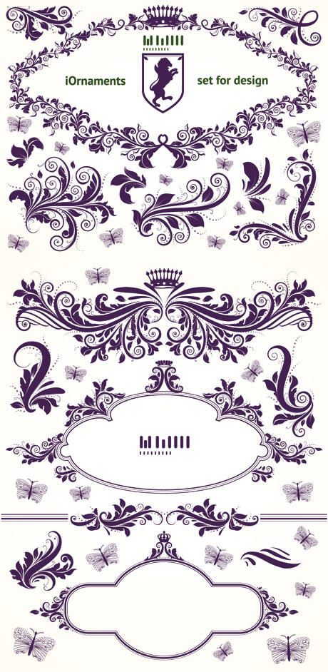 Vintage floral patterns vector material