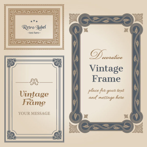 Set of Decorative vintage frame vector graphics 03