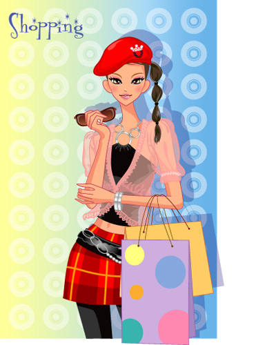 girls shopping set 141 vector