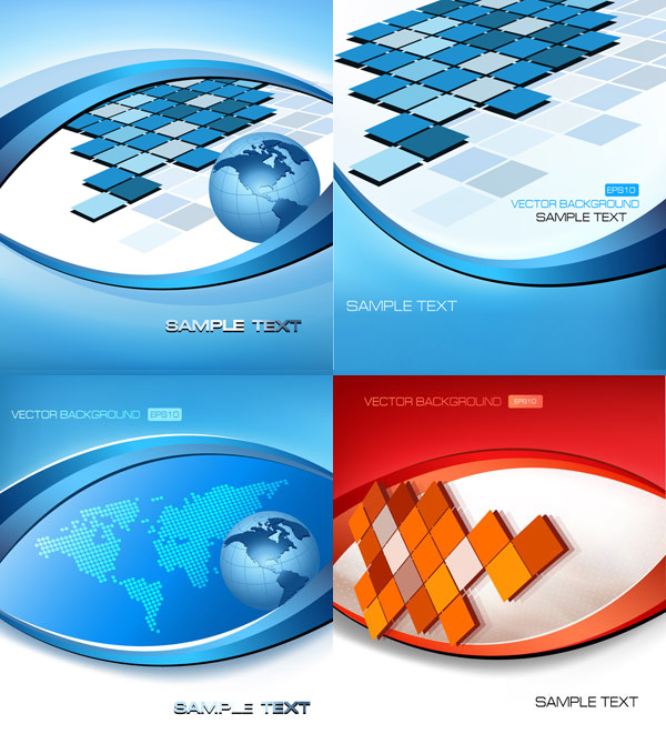 Business technology background vector set