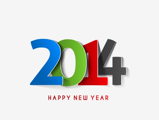 2014 New Year text design vector 01