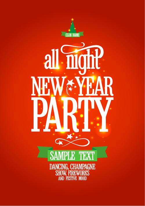2016 New year party poster with red background vector 2016 New year party poster with red background vector