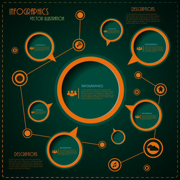 Speech bubbles and Infographics vector 01