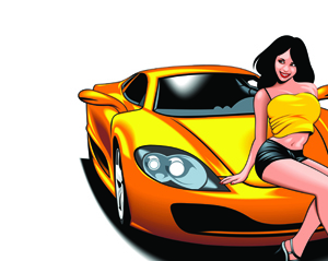 Racing bike with girl vector 01