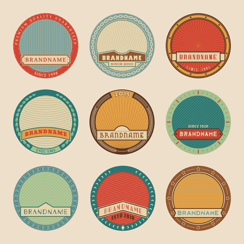 Blank laurel wreath labels vintage vector 02