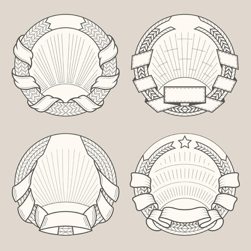 Blank laurel wreath labels vintage vector 04