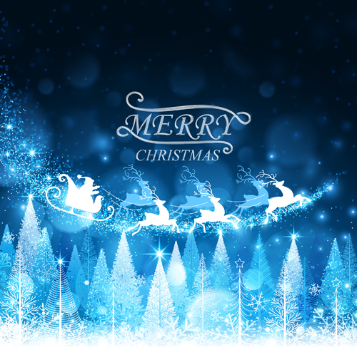 Blue dream christmas vector background 02