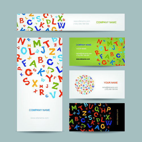 Business cards with banner design vector 07