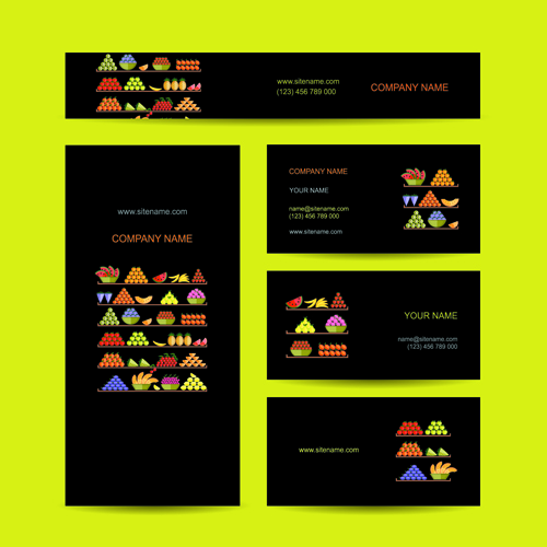 Business cards with banner design vector 08