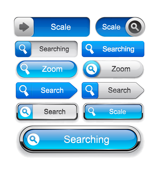 Set of Web Glass Buttons mix vector 03