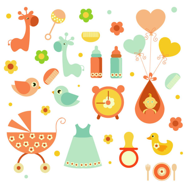 Cartoon baby elements vector material set 01