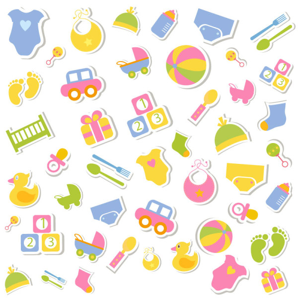 Cartoon baby elements vector material set 02